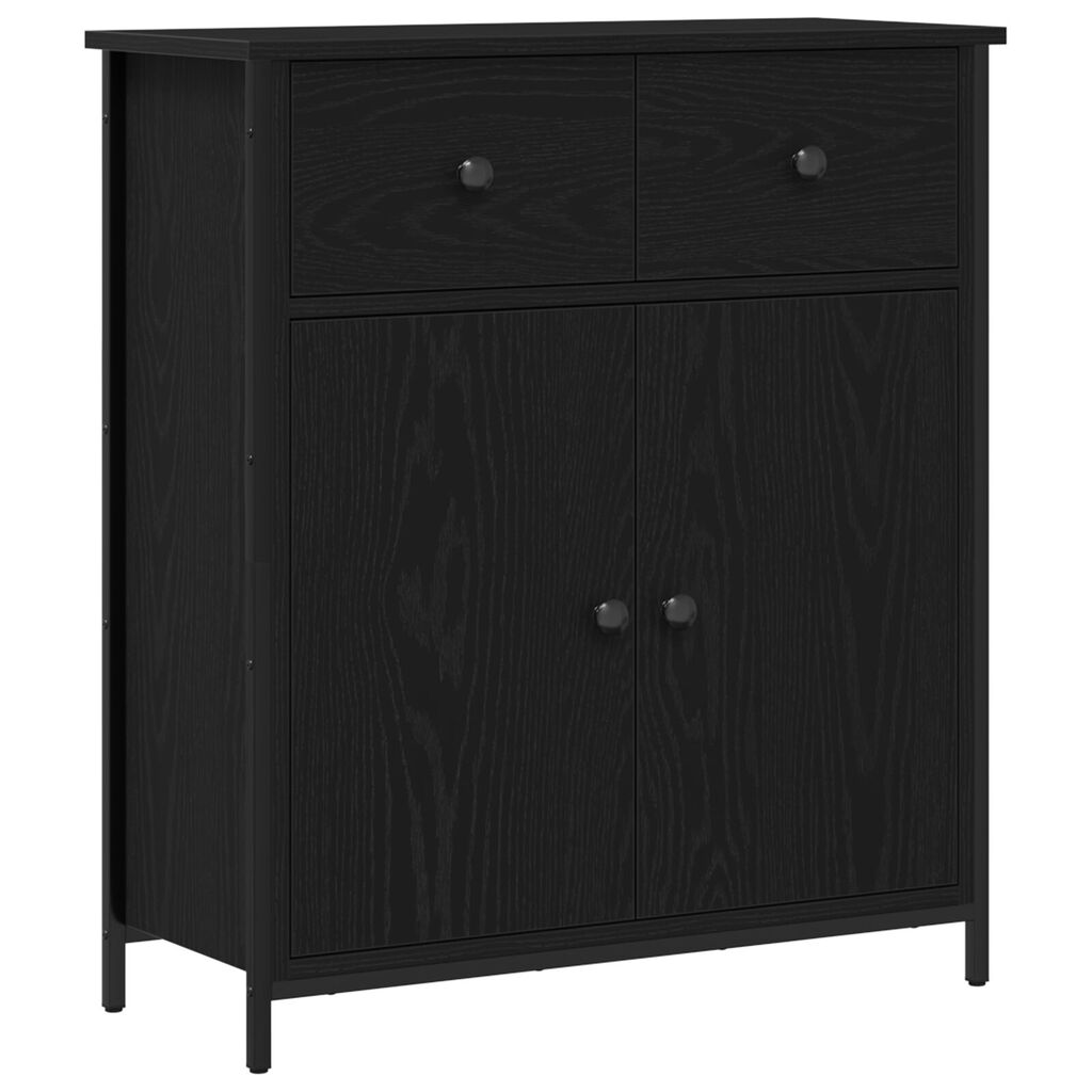 vidaXL Μπουφές Μαύρο Δρυς 70x30x80 εκ. Κατασκευασμένο από Τεχνητό Ξύλο και Ατσάλι