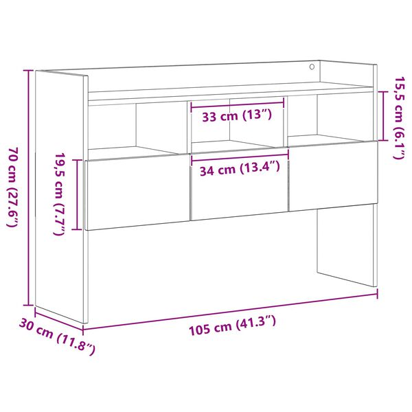 vidaXL Μπουφές Μαύρο Δρυς 105x30x70 εκ. από Επεξεργασμένο Ξύλο