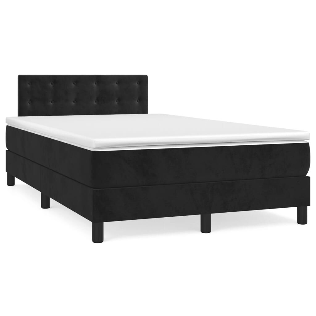 vidaXL Κρεβάτι Boxspring με Στρώμα Μαύρο 120x190 εκ. Βελούδινο