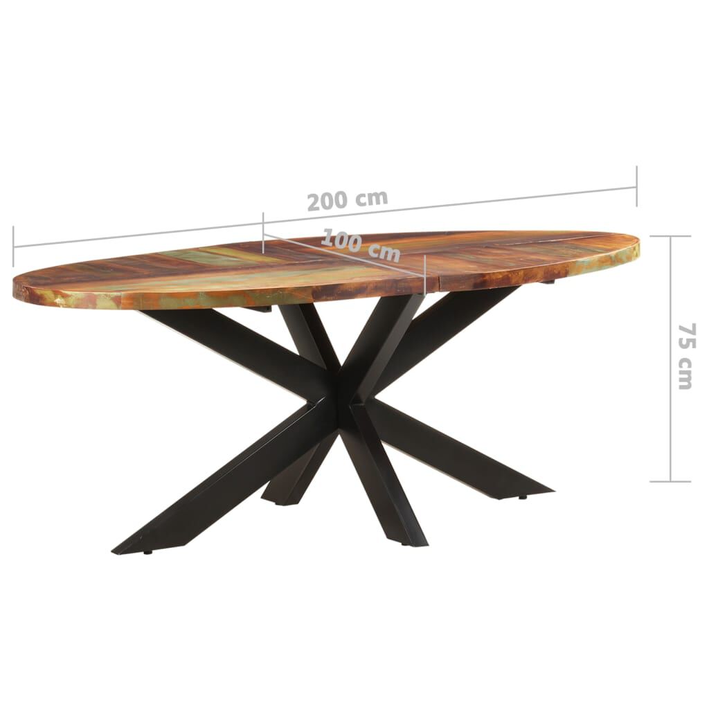 vidaXL Τραπεζαρία Οβάλ 200 x 100 x 75 εκ. από Μασίφ Ανακυκλωμένο Ξύλο