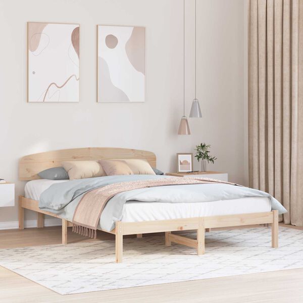 vidaXL Κρεβάτι με Κεφαλάρι 150x200 εκ Μασίφ Ξύλο Πεύκο