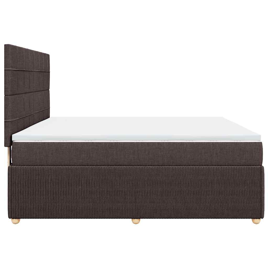 vidaXL Κρεβάτι Boxspring με Στρώμα Σκούρο Καφέ 180x200 εκ Υφασμάτινο