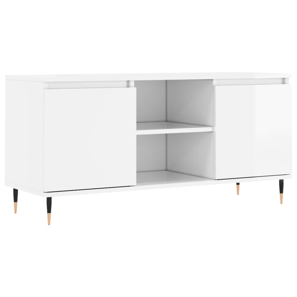 vidaXL Έπιπλο Τηλεόρασης Γυαλ. Λευκό 104 x 35 x 50 εκ. Επεξεργ. Ξύλο