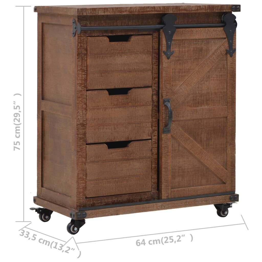 vidaXL Έπιπλο Αποθήκευσης Καφέ 64x33,5x75 εκ. από Μασίφ Ξύλο Ελάτης