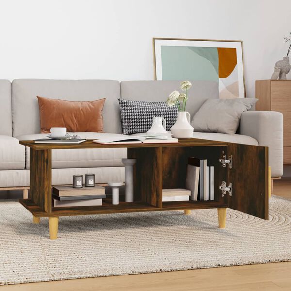 vidaXL Τραπεζάκι Σαλονιού Καπνιστή Δρυς 90x50x40 εκ. Επεξεργασμ. Ξύλο