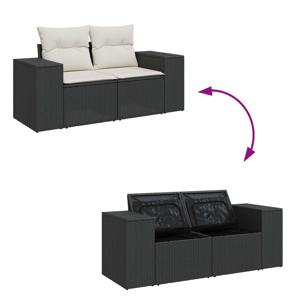 vidaXL Σετ Καναπέ Κήπου 8 pcs Μαύρο και Κρέμα 100 x 100 x 71 cm