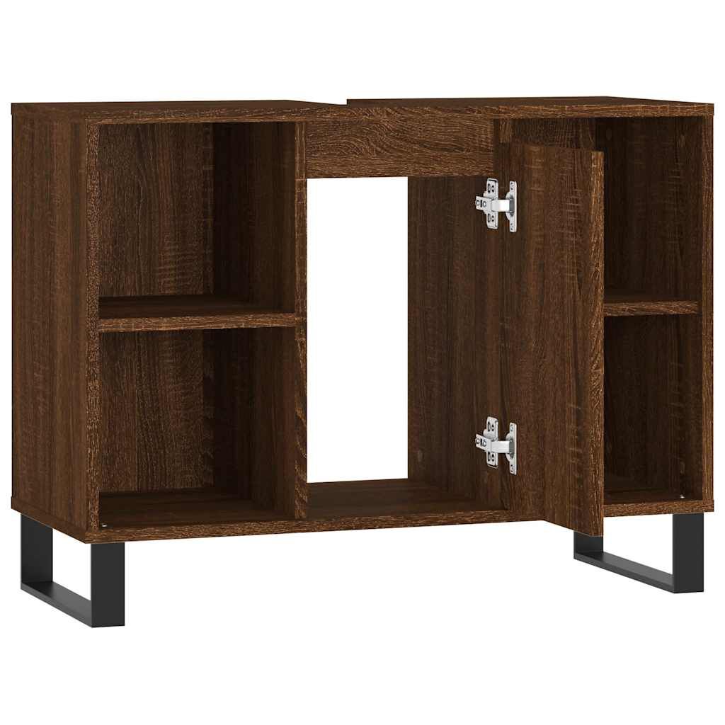 vidaXL Ντουλάπι Μπάνιου Καφέ Δρυς 80 x 33 x 60 εκ. Επεξεργασμένο Ξύλο