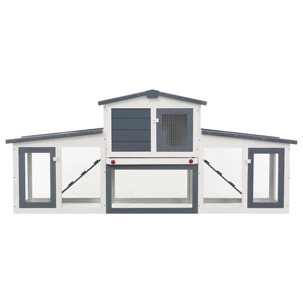vidaXL Κλουβί Κουνελιών Μεγάλο Γκρι/Λευκό 201 x 45 x 85 εκ. Ξύλινο
