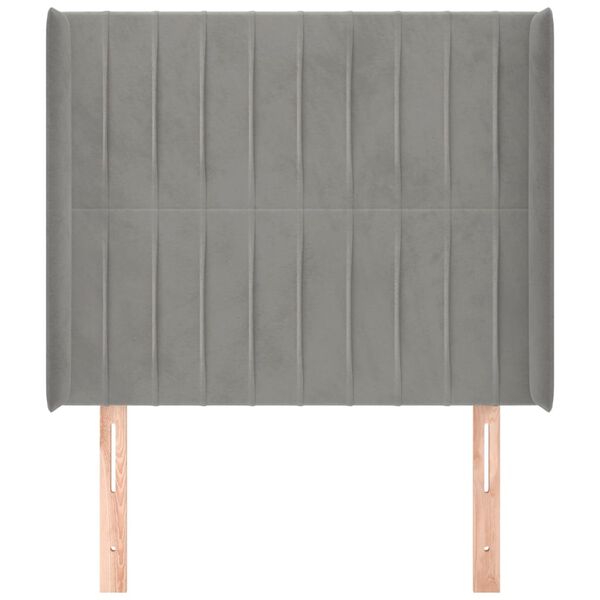 vidaXL Κεφαλάρι με Πτερύγια Ανοιχτό Γκρι 103x16x118/128 εκ. Βελούδινο