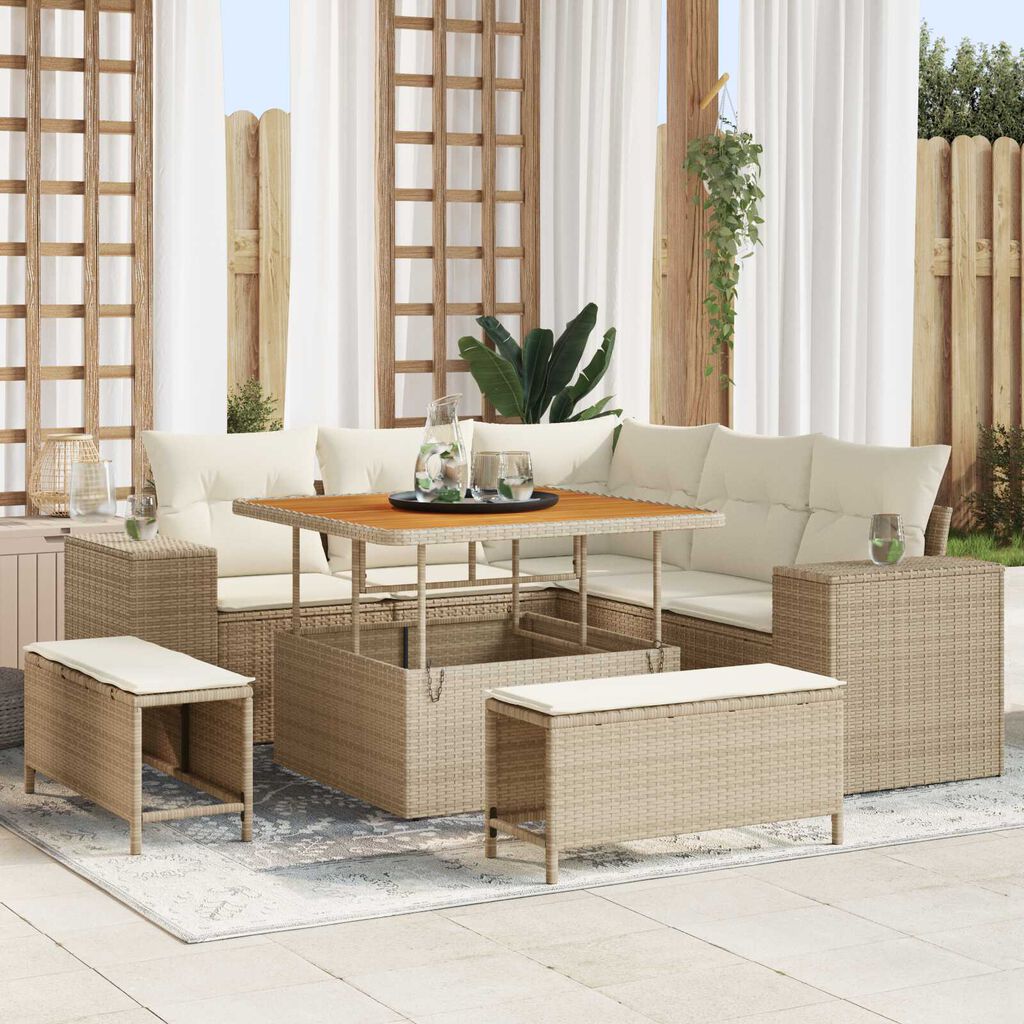 vidaXL Σετ Καναπέ Κήπου 8 pcs Μπεζ και Κρέμα 100 x 100 x 71 cm