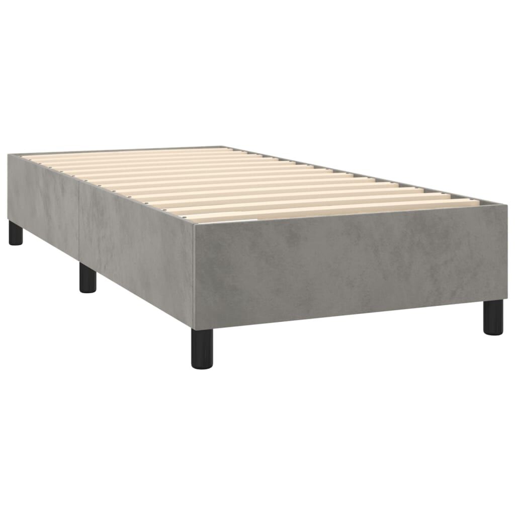 vidaXL Κρεβάτι Boxspring με Στρώμα & LED Αν.Γκρι 90x200 εκ. Βελούδινο