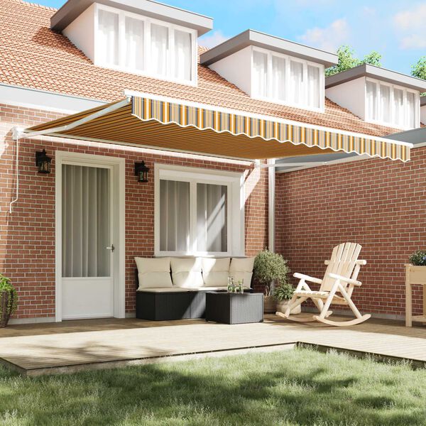 vidaXL Χειροκίνητη Ανασυρόμενη Τέντα Ριγέ 400x300 cm