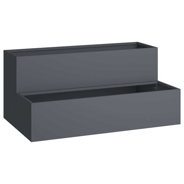 vidaXL Γλάστρα Κήπου 2-Επίπεδη 100x60x45 εκ Ανθρακί Πλαστικό