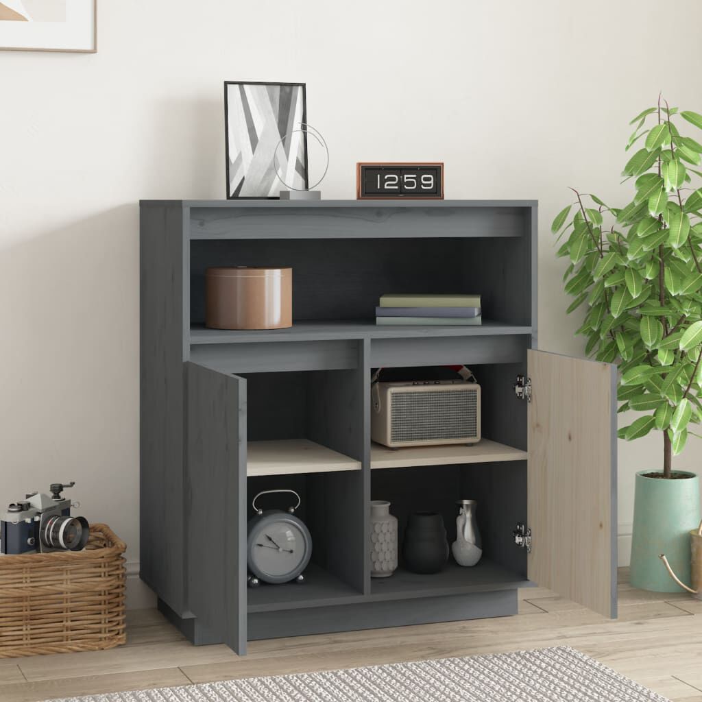 vidaXL Συρταριέρα Γκρί 70 x 34 x 80 εκ. από Μασίφ Ξύλο Πεύκου