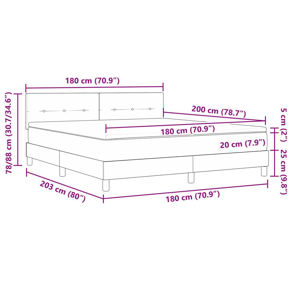 Κρεβάτι Box Spring με Στρώμα vidaXL Γκρι Ανοιχτό Σούπερ Κάτω από Βελούδο