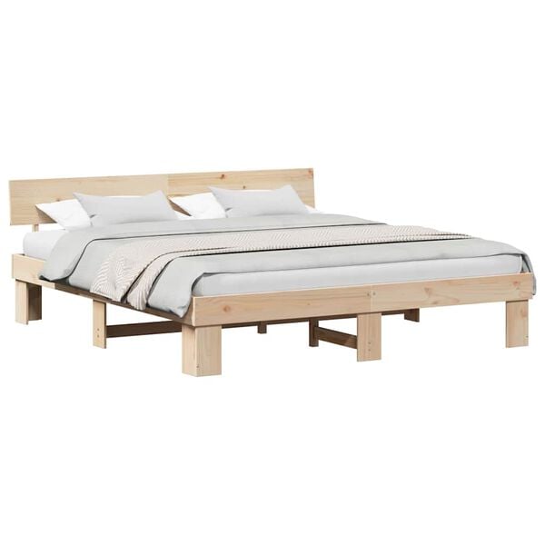 vidaXL Σκελετός Κρεβατιού Καφέ 180 x 200 cm Μασίφ ξύλο πεύκου