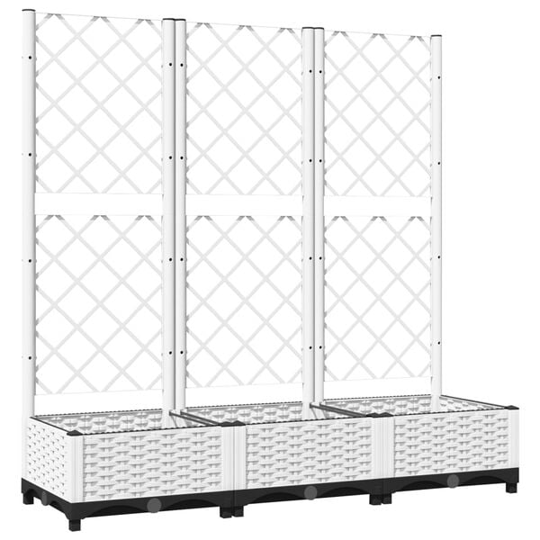 vidaXL Ζαρντινιέρα Κήπου με Καφασωτό Λευκή 120x40x121,5 εκ. Πολυπροπ.