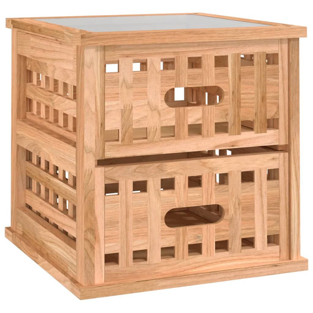 vidaXL Κομοδίνα 2 τεμ. 34 x 34 x 34 εκ. από Μασίφ Ξύλο Καρυδιάς