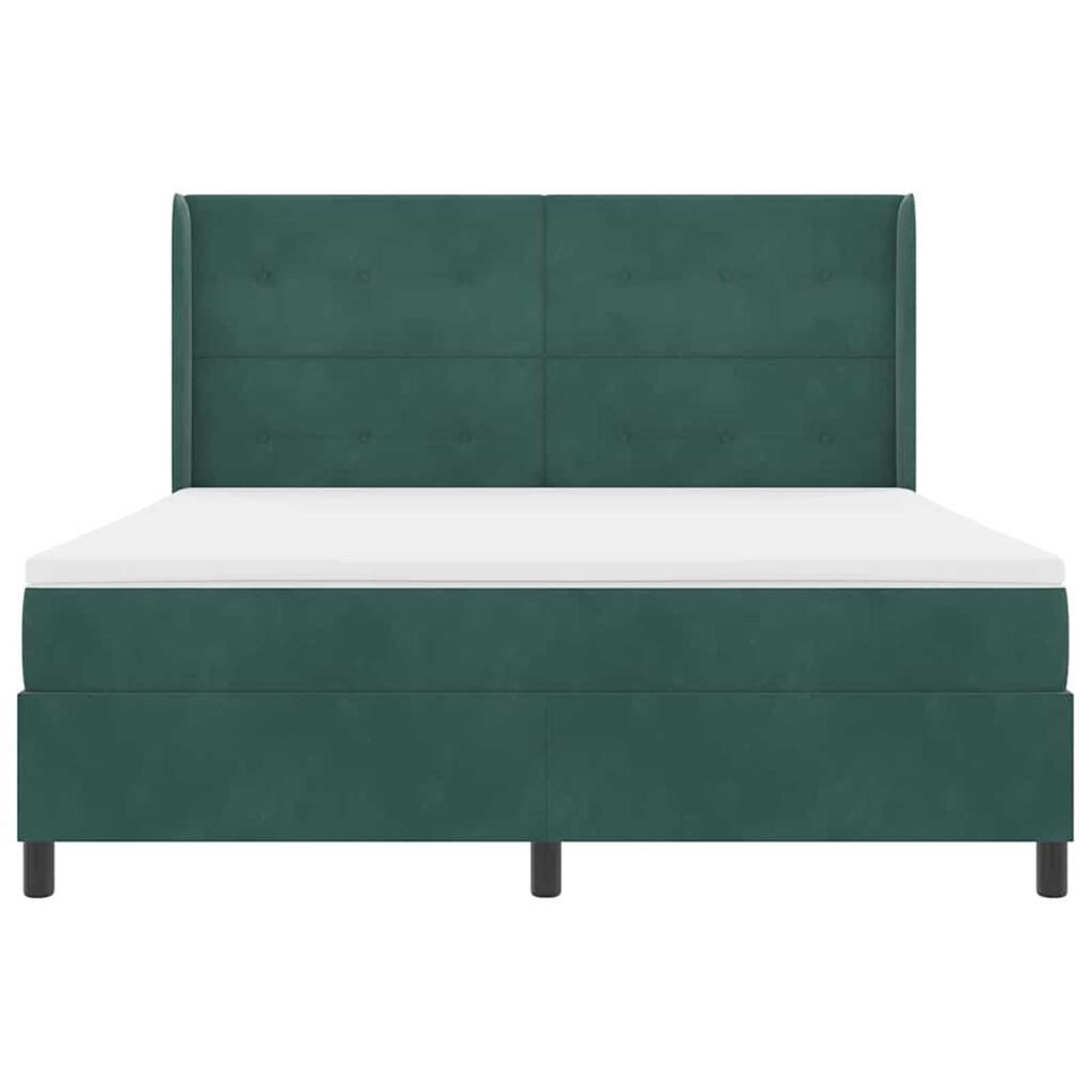 vidaXL Κρεβάτι με ελατήρια Σκούρο πράσινο 180 x 200 cm Βελούδο