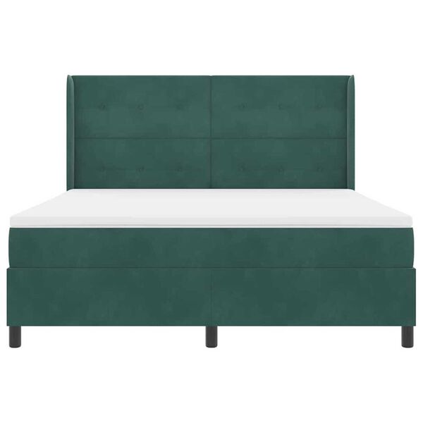 vidaXL Κρεβάτι με ελατήρια Σκούρο πράσινο 180 x 200 cm Βελούδο