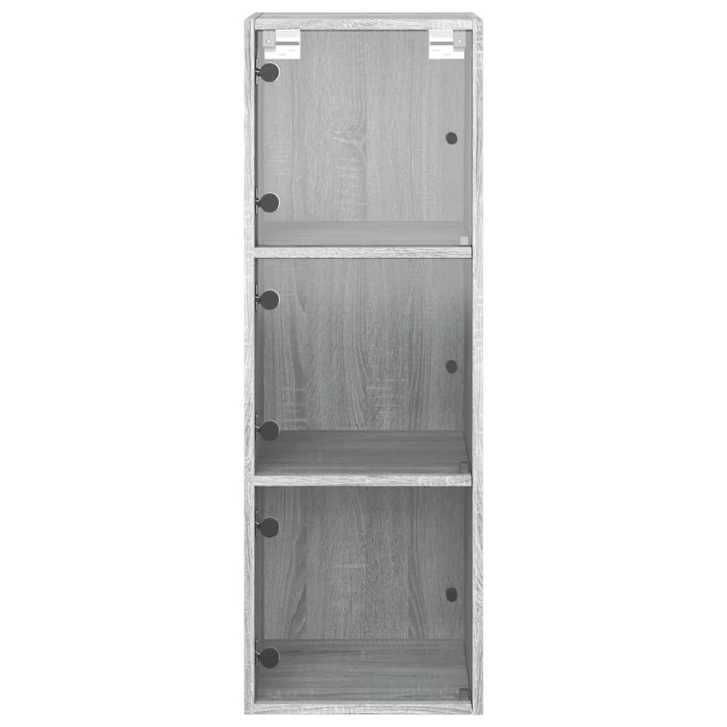 vidaXL Ντουλάπι Τοίχου Sonoma Γκρι 35x37x100 εκ. με Γυάλινες Πόρτες
