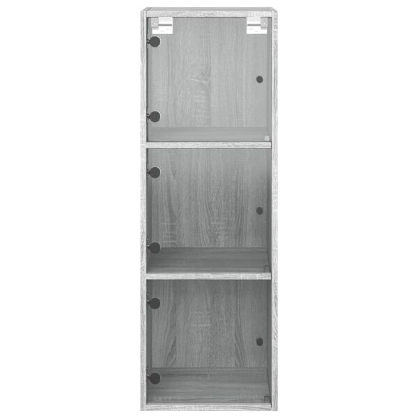 vidaXL Ντουλάπι Τοίχου Sonoma Γκρι 35x37x100 εκ. με Γυάλινες Πόρτες