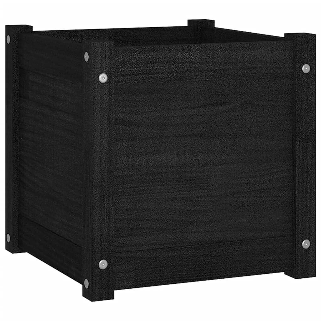 vidaXL Ζαρντινιέρες 2 τεμ. Μαύρες 40 x 40 x 40εκ από Μασίφ Ξύλο Πεύκου