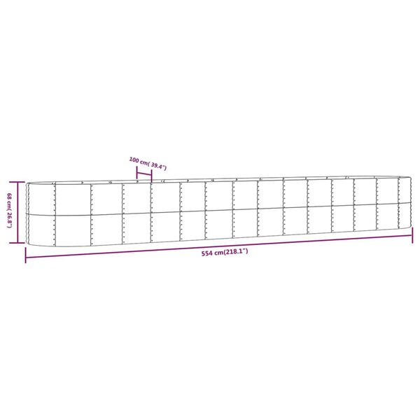 vidaXL Ζαρντινιέρα Γκρι 554x100x68 εκ. Ατσάλι με Ηλεκτρ. Βαφή Πούδρας