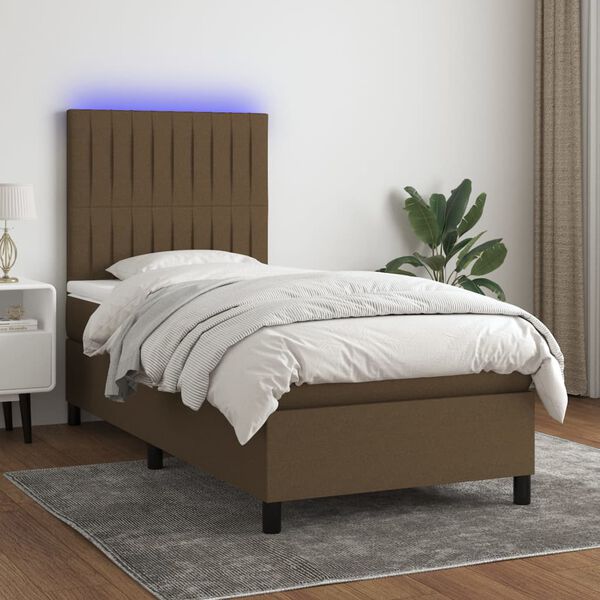vidaXL &Kappa;&rho;&epsilon;&beta;ά&tau;&iota; Boxspring &mu;&epsilon; &Sigma;&tau;&rho;ώ&mu;&alpha; & LED &Sigma;&kappa;.&Kappa;&alpha;&phi;έ 80x200 &epsilon;&kappa;. &Upsilon;&phi;&alpha;&sigma;&mu;ά&tau;&iota;&nu;&omicron;