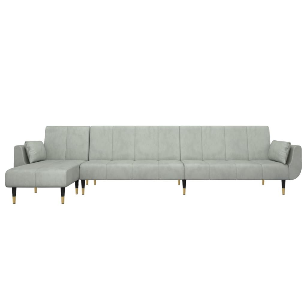 vidaXL Καναπές Κρεβάτι Γωνιακός Αν. Γκρι 275 x 140 x 70 εκ. Βελούδινος