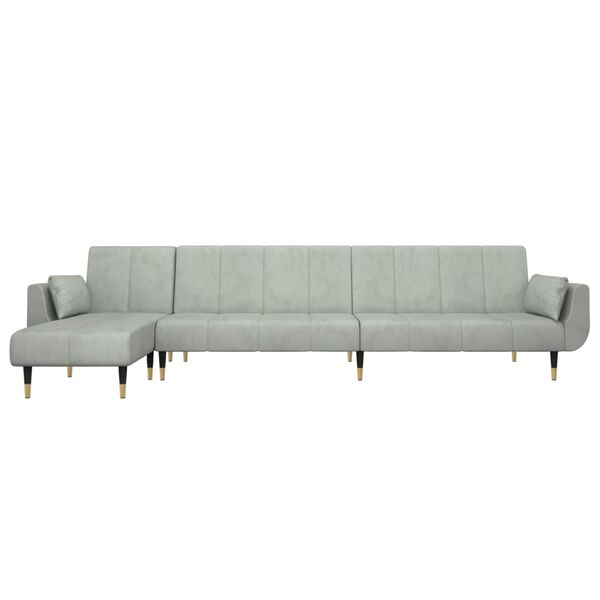 vidaXL Καναπές Κρεβάτι Γωνιακός Αν. Γκρι 275 x 140 x 70 εκ. Βελούδινος
