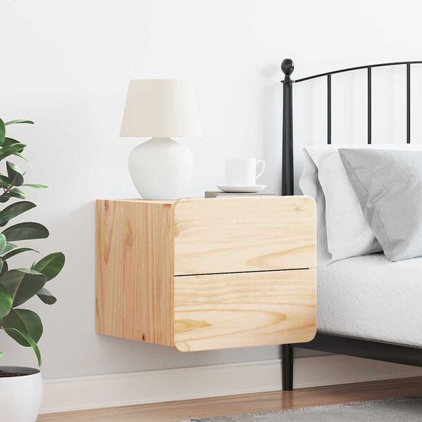 vidaXL Κομοδίνο με συρτάρι Καφέ 39 x 34 x 33 εκ. Μασίφ ξύλο πεύκου