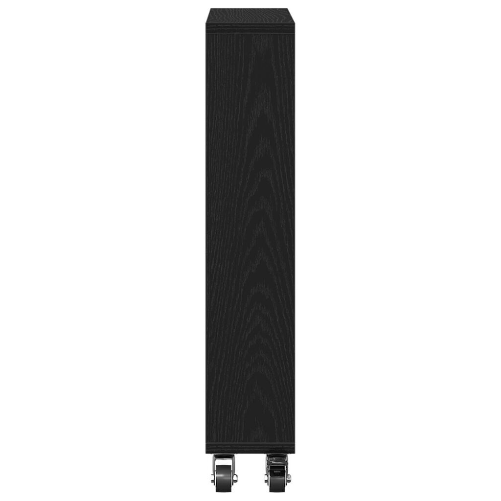 vidaXL Στενός Τροχός Αποθήκευσης Μαύρη Δρυς 48x13x68 εκ Επεξεργασμένου Ξύλου