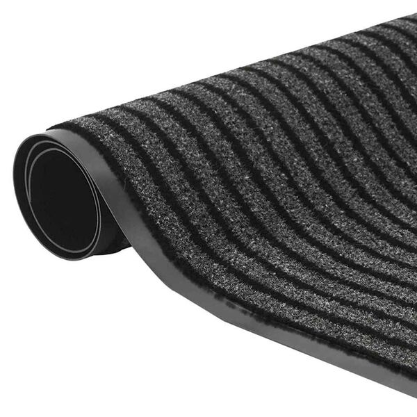 vidaXL Χαλάκι Εξώπορτας Ριγέ Μαύρο και Γκρι 40 x 60 cm