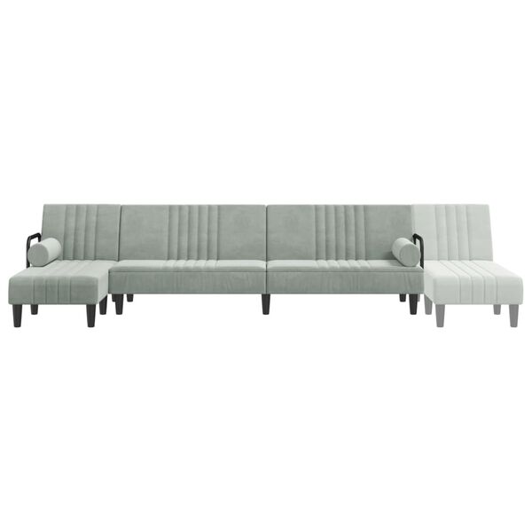 vidaXL Καναπές Κρεβάτι Γωνιακός Αν. Γκρι 260 x 140 x 70 εκ. Βελούδινος