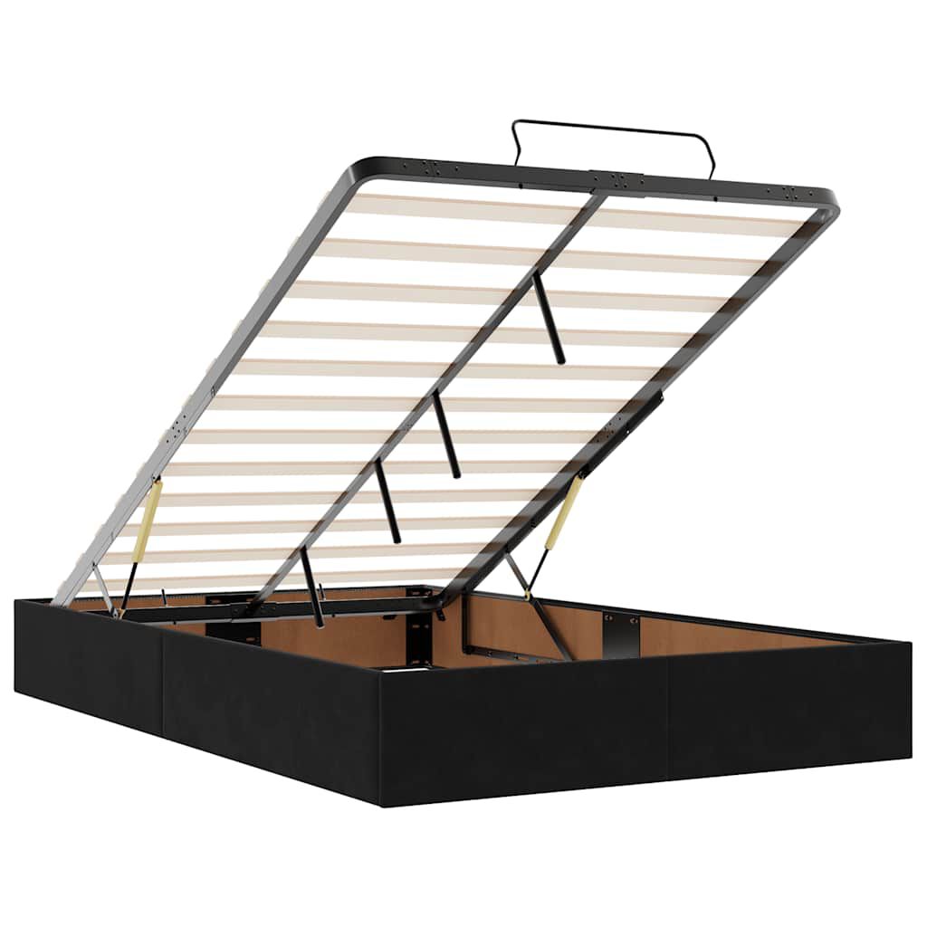 vidaXL Οθωμανικό κρεβάτι με στρώμα & LEDs Μαύρο 120x200cm Velvet