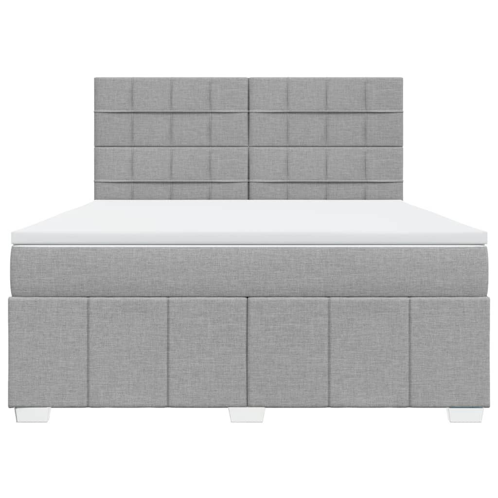 vidaXL Κρεβάτι Boxspring με Στρώμα Ανοιχτό Γκρι 180x200 εκ. Υφασμάτινο