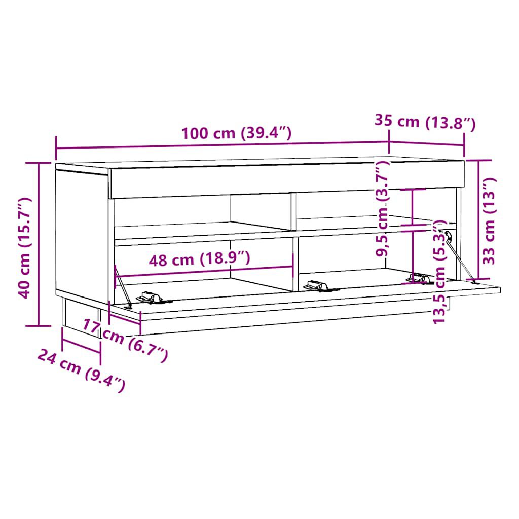 vidaXL Έπιπλο Τηλεόρασης με LED Λευκό 200 x 35 x 40 εκ.
