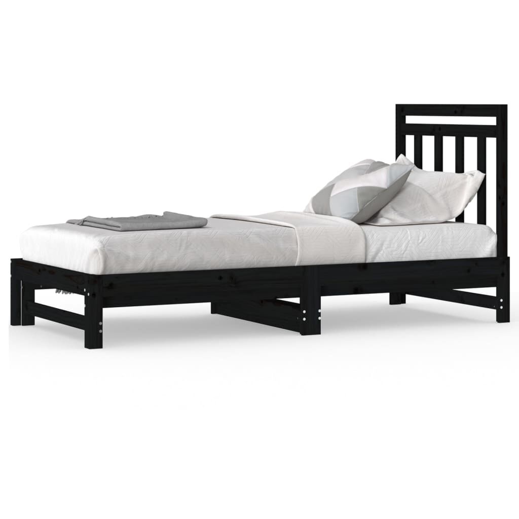 vidaXL Καναπές Κρεβάτι Συρόμενος Μαύρος 2x(90x200) εκ. από Μασίφ Πεύκο