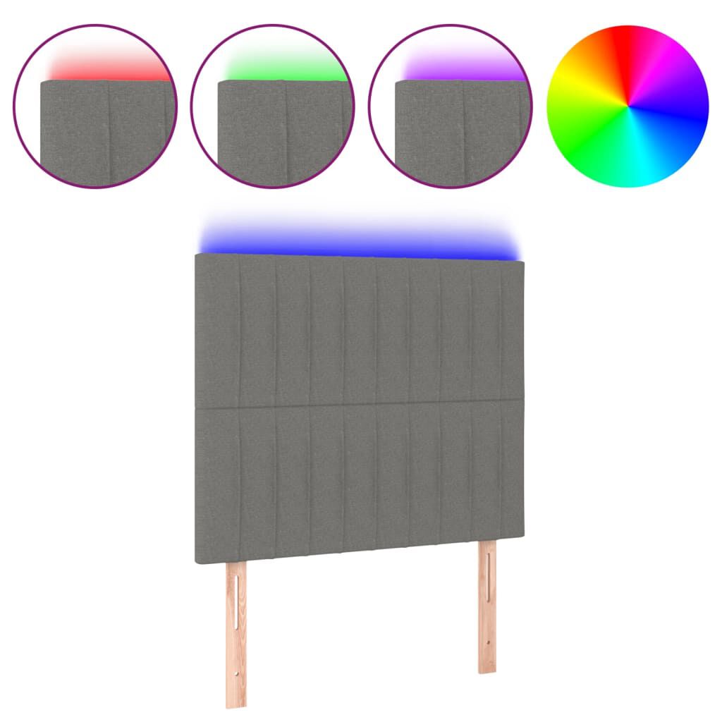 vidaXL Κεφαλάρι Κρεβατιού LED Σκούρο Γκρι 80x5x118/128εκ. Υφασμάτινο