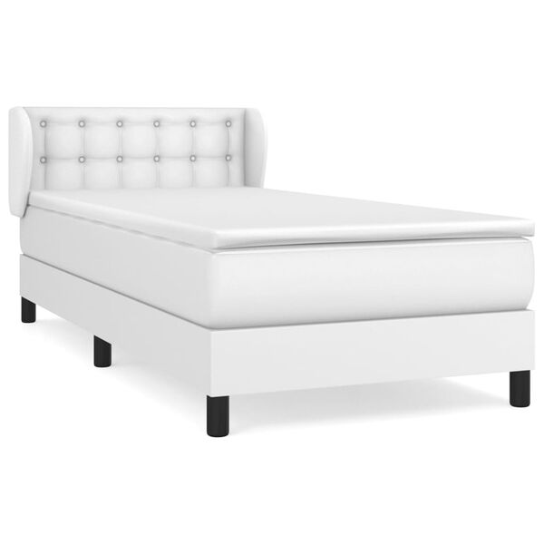 vidaXL Κρεβάτι Boxspring με Στρώμα Λευκό 80 x 200 εκ. Συνθετικό Δέρμα