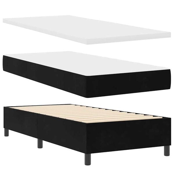 vidaXL Κρεβάτι Box Spring LED με Στρώμα Μαύρο 90 x 190 cm Βελούδο