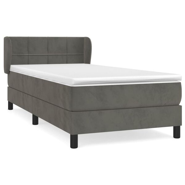 vidaXL Κρεβάτι Boxspring με Στρώμα Σκούρο Γκρι 80x200 εκ. Βελούδινο