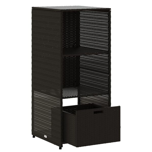 vidaXL Ντουλάπι Αποθήκευσης Κήπου Μαύρο 50x55x115 εκ. Συνθετικό Ρατάν
