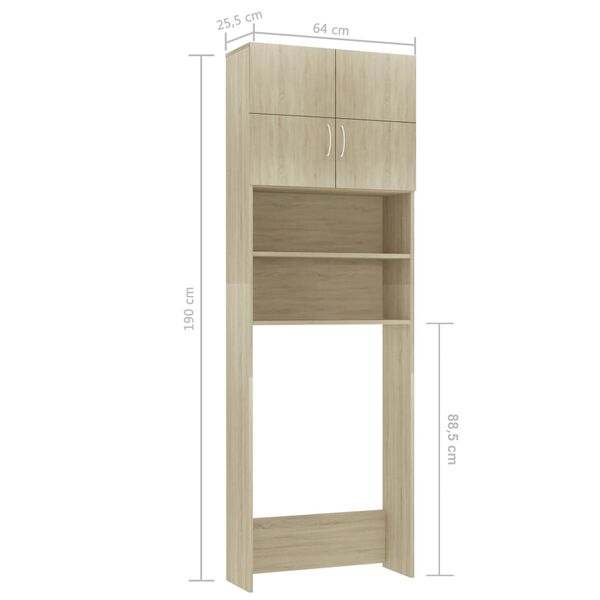 vidaXL Ντουλάπι Πλυντηρίου Χρώμα Sonoma Δρυς 64x25,5x190εκ Επεξ. Ξύλο