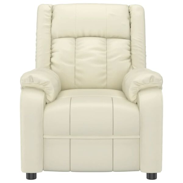 vidaXL Πολυθρόνα Μασάζ με Ανύψωση Κρεμ Συνθετικό Δέρμα