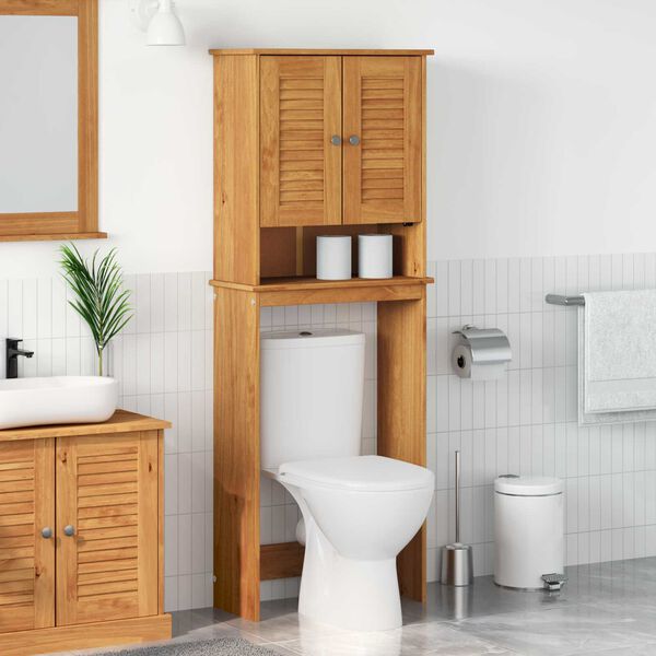 vidaXL Ντουλάπα τουαλέτας καφέ μελί 60 x 27 x 161 εκ Μασίφ ξύλο πεύκου