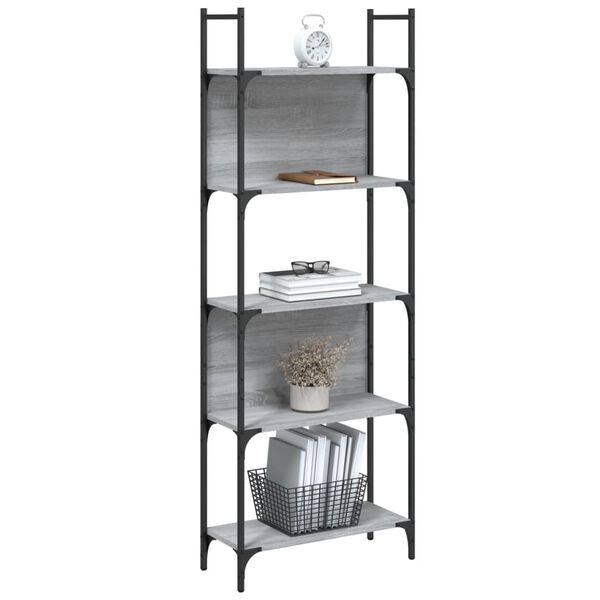 vidaXL Βιβλιοθήκη 5 Επιπέδων Γκρι Sonoma 60,5x24x166,5 εκ. Επεξ. Ξύλο