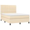 vidaXL Κρεβάτι Boxspring με Στρώμα & LED Κρεμ 140x200 εκ. Υφασμάτινο