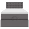 vidaXL Οθωμανικό κρεβάτι με στρώματα & LEDs Γκρι 80x200cm Faux Leather